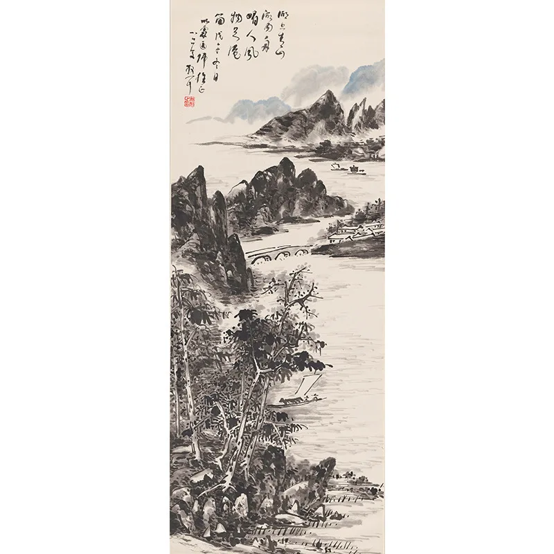 

New Chinese Style Painting Core Customizable Vertical Entrance Hanging Painting Lin Sanzhi Bed & Breakfast Landscape Traditional
