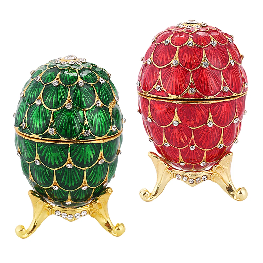 

2Pcs Painted Egg Jewellery Box Case, Wedding Jewelry Trinket Candy Box Storage Easter Decor