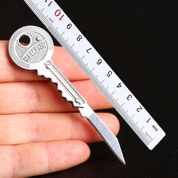

Key Shape Keychain Mini Pocket Folding Knife Surival Knives Adjustable BOX Opener Outdoor EDC Hiking Outdoor Camp Survival Tool