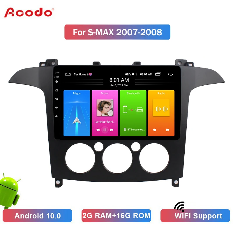

ACODO 2+16G Android 10.0 Car Radio Multimedia Player For Ford Max 2007-2008 Navigation GPS 2 din