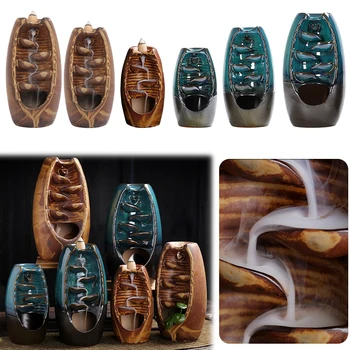 

Mountain River Handicraft Incense Holder With 100 Tablets Back Flow Incense Backflow Waterfall Smoke Incense Burner Home Decor