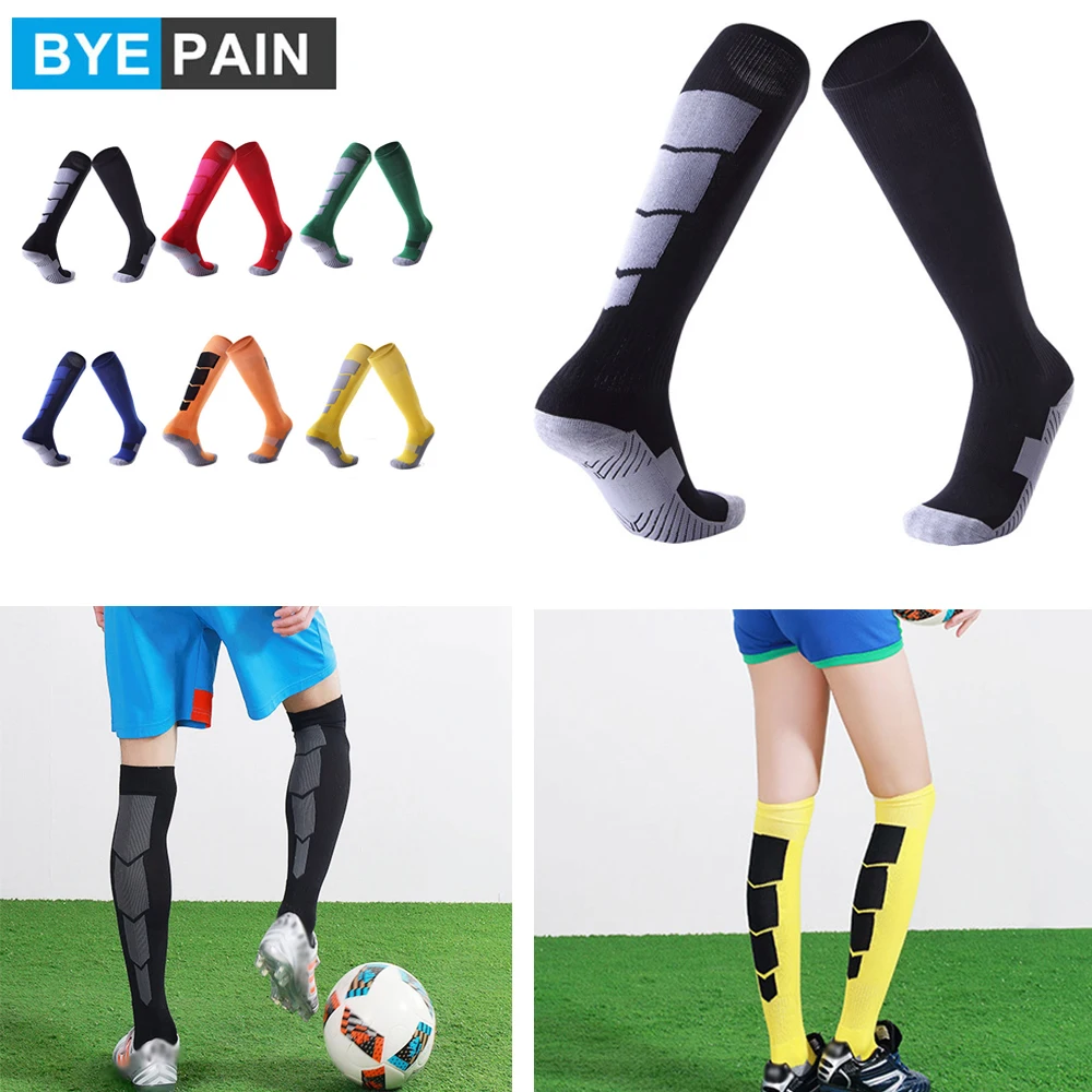 1 пара BYEPAIN Мужские Спортивные Компрессионные футбольные носки выше колена