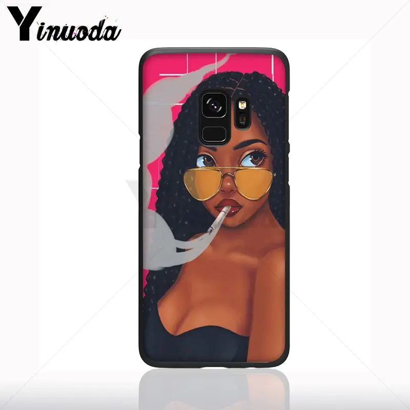 Melanin Poppin Gadis Hitam Hitam Lembut Ponsel Case untuk Samsung Galaxy S10plus S9 S8plus S10e A50 A70 A10 Ponsel