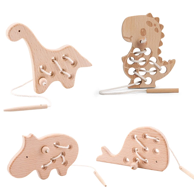 Wooden Toy Rattle Montessori Threading Board Educational Toy 3d Puzzle Game Threading Toy For Boy Children Gifts Educational Toy 1