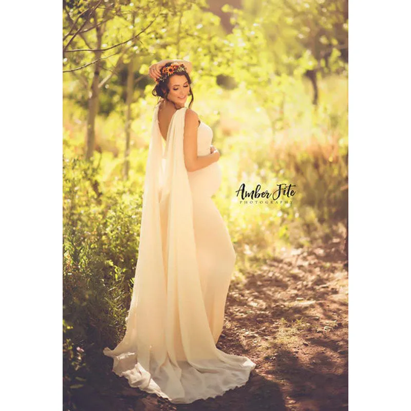 Skup Szyfonowa chusta sukienka macierzyński fotografia rekwizyty dekolt w serek sukienka ciążowa fotografia sukienka ciążowa do sesji zdjęciowej Maxi ubrania