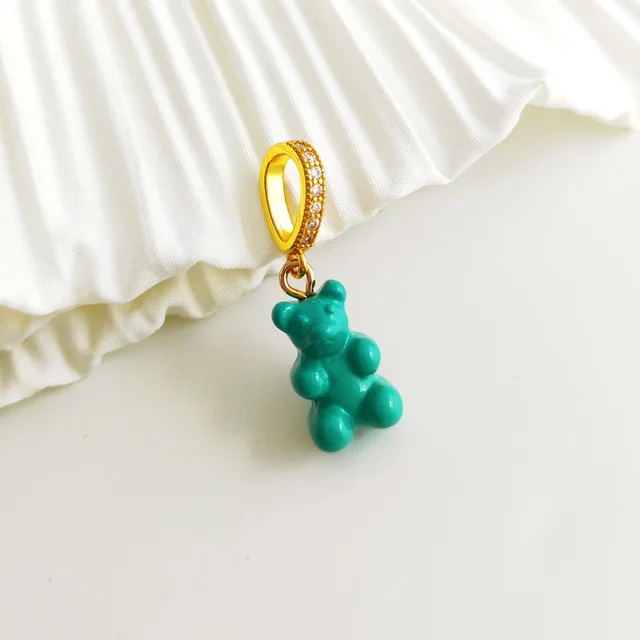 Pendant Necklace for Women Korean Colorful Bear Blue Zircon Crystal Neck Chain Female Jewelry Free Shipping Gift 18k Gold Plated Pendant 5