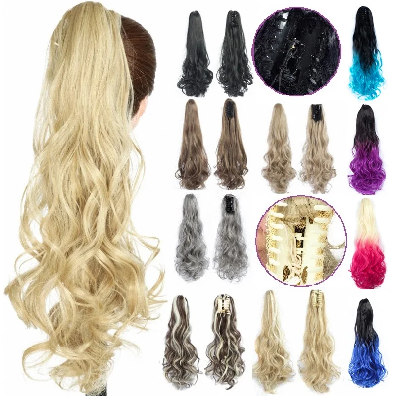 Extensiones de cola de caballo sintética para mujer, piezas falsas de cabello con garra en cola de poni, resistente al calor, 22 pulgadas, 150g