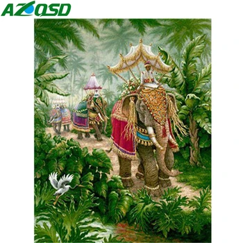 

AZQSD DIY Unframe Oil Painting By Numbers Elephant Unique Gift Coloring By Numbers For Adult Animal Decor For Home Wall Art