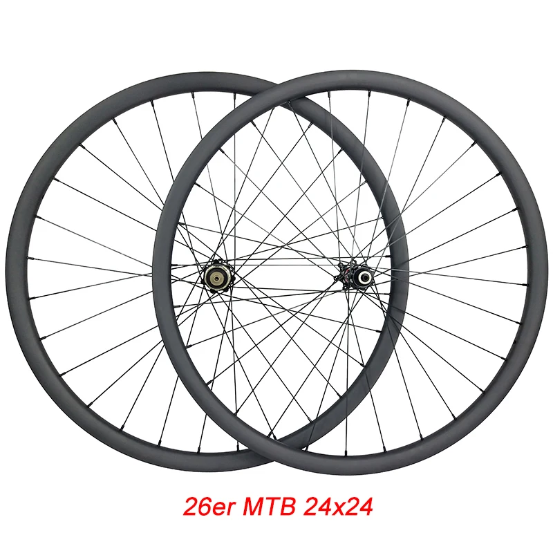 980g 26er MTB углеродная колесная пара XC колеса 24x24 мм ширина и глубина бескамерная