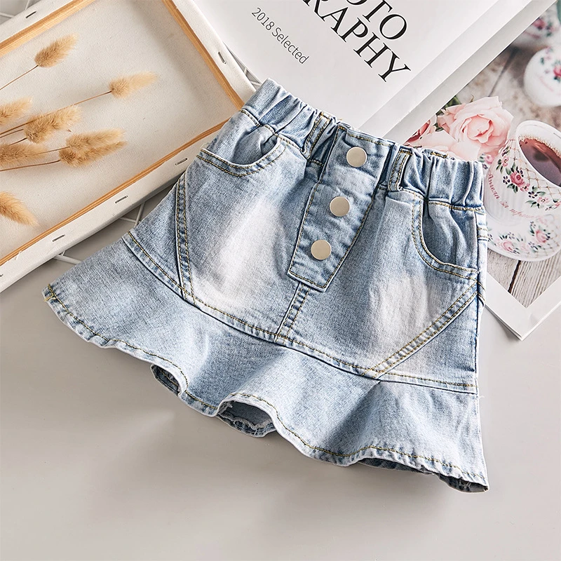 girls denim ruffle skirt