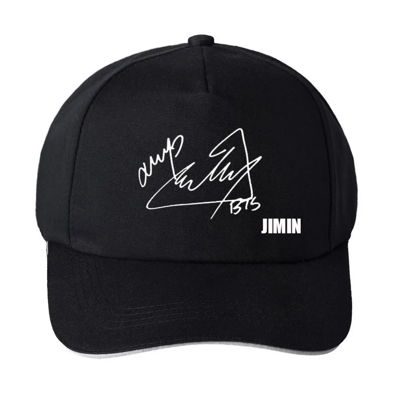 JIMIN BLACK Kpop Bangtan Boys Signature Jimin jin RM JUNGKOOK J-HOPE Kim Tae Hyung Повседневная бейсбольная Регулируемая Кепка Snapback LOVE YOURSELF - Цвет: JIMIN BLACK