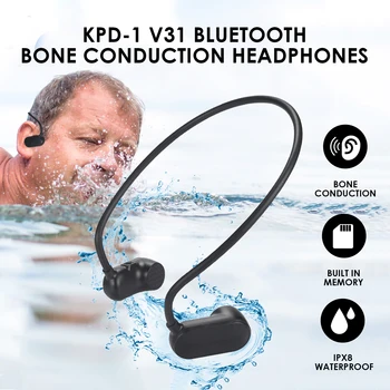 

V31 Bone Conduction MP3 Player with 8Gb Memory Inside Bluetooth 5.0 IPX8 Waterproof Headset Swimming Diving Sports Earphones