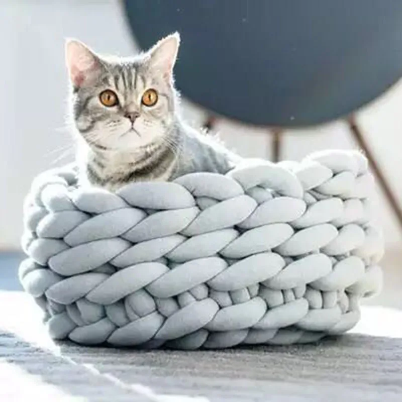 Шерстяное одеяло QQQPET для кошек шероховатая подстилка ручной работы моющаяся
