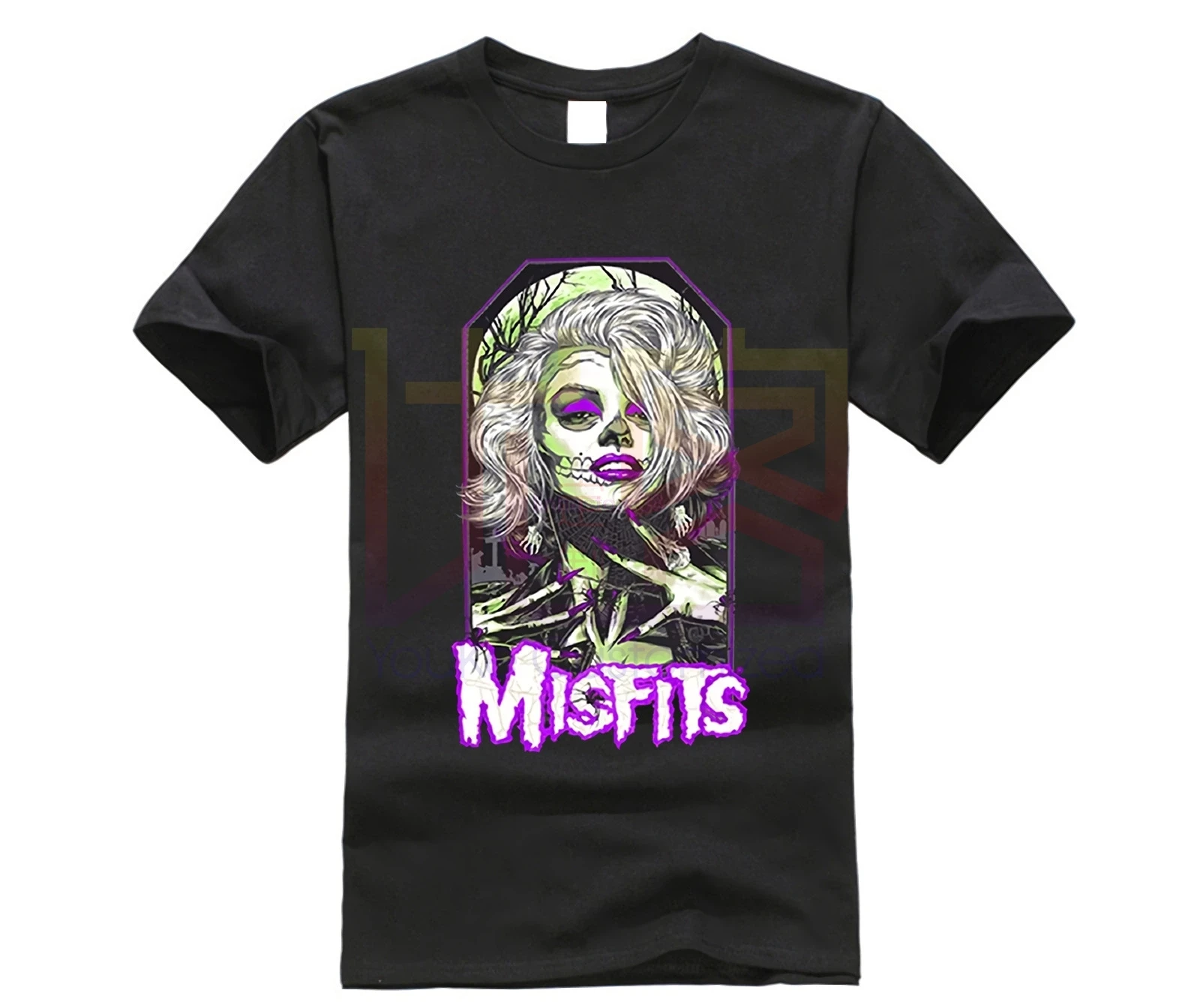 Мужская футболка Misfits Оригинальная Misfit со скелетом и черепом черная забавная