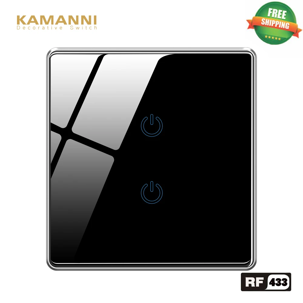 

Kamanni Remote Control RF 433 3 Gang Smart Ligth Switch Gold/White/Black/Grey 4 Colors Optional 1/2/3 Gang 1/2 Way Glass Panel