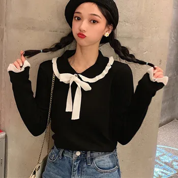

2019 Solid Color Sweater Female Slim All-match Elastic Knit Pullover Cute Women Sweaters Korean Femme Jumper