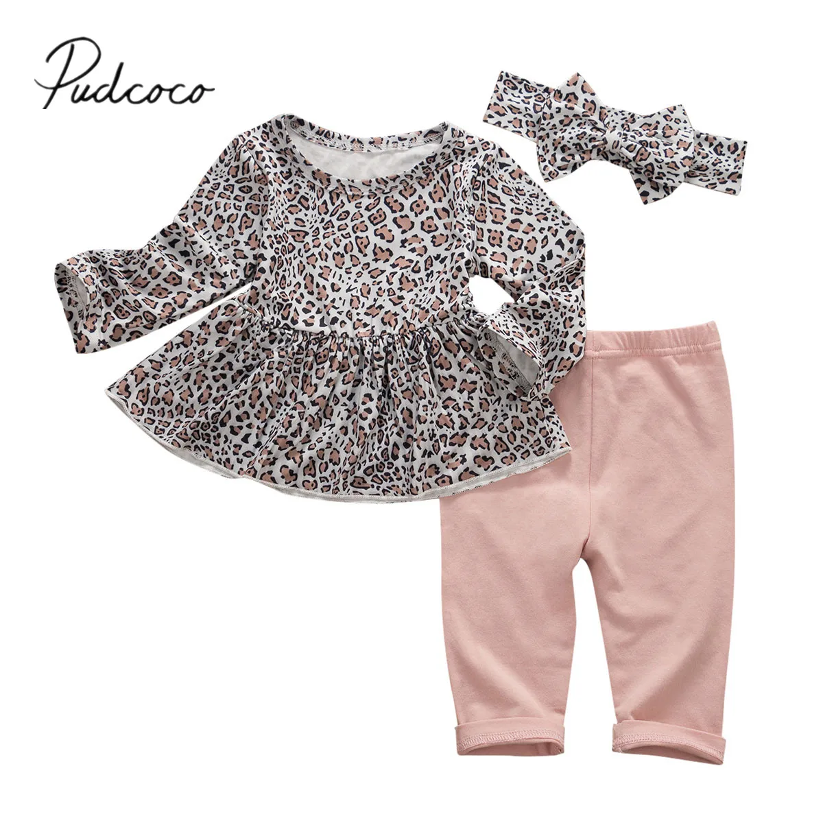 

2020 Baby Spring Autumn Clothing Toddler Kid Baby Girl Winter Warm Leopard Long Sleeve Dress Tops Pants Tracksuit Outfits 0-4T