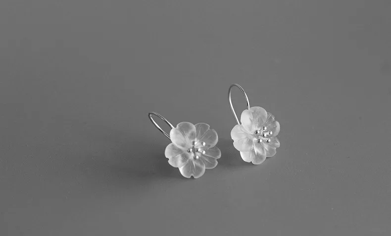 Оригинальные настоящие 925 чистого серебра OL дождь цветок белый кристалл серьги женские Бутик ювелирные изделия памятный подарок свадьба