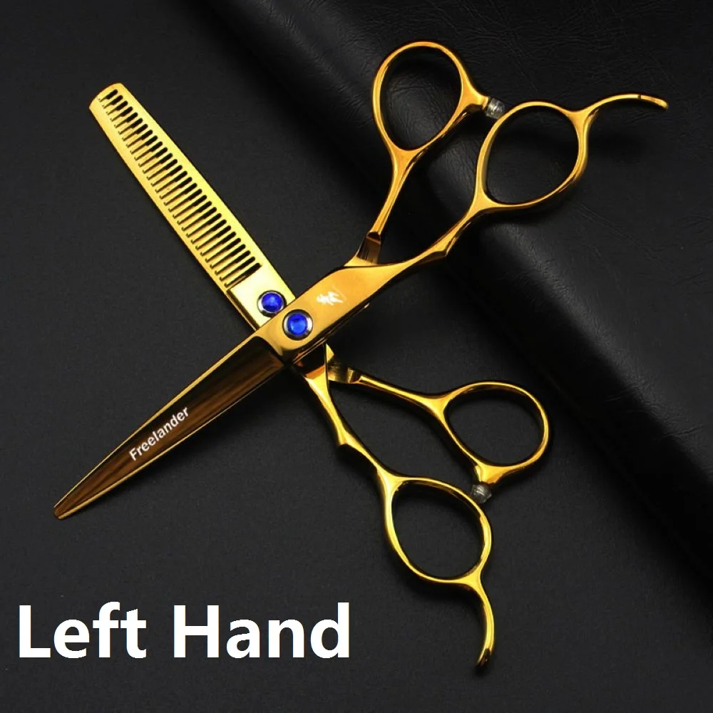 

Freelander Salon Left Hand Gold Hair Scissors Set 6 inch Professional Stainless Steel Styling Barbershop Hairdressing Scissors