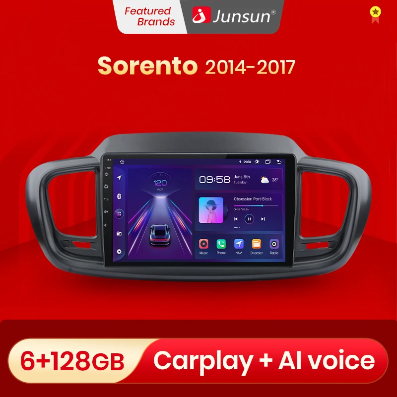 Junsun V1 Pro 4G CarPlay Android 10 4G+64G Car Radio Multimedia Player For Kia Sorento 3 2014
