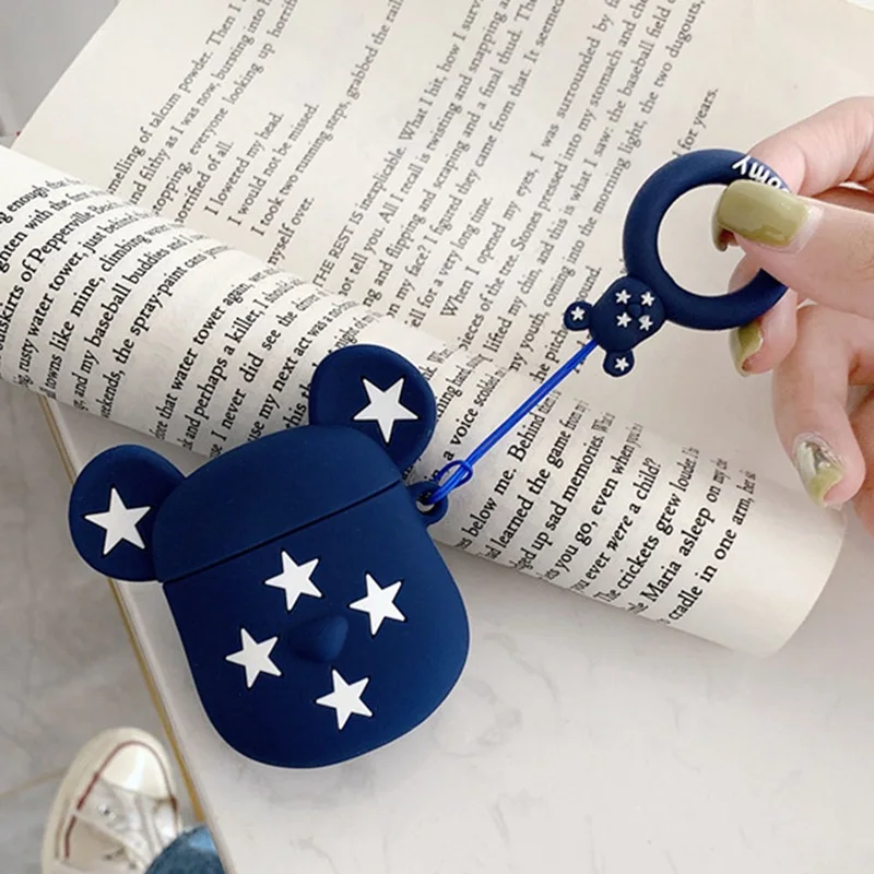 3D Bear Head беспроводной Чехол для наушников для Apple AirPods 1/2 силиконовый чехол для наушников для Airpods защитный чехол