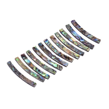 

12Pcs Shell Inlay Natural Durable Sound Hole Curved Strips Guitar Rosette Guitar Decals Abalone Shell for Guitar 4mm Width
