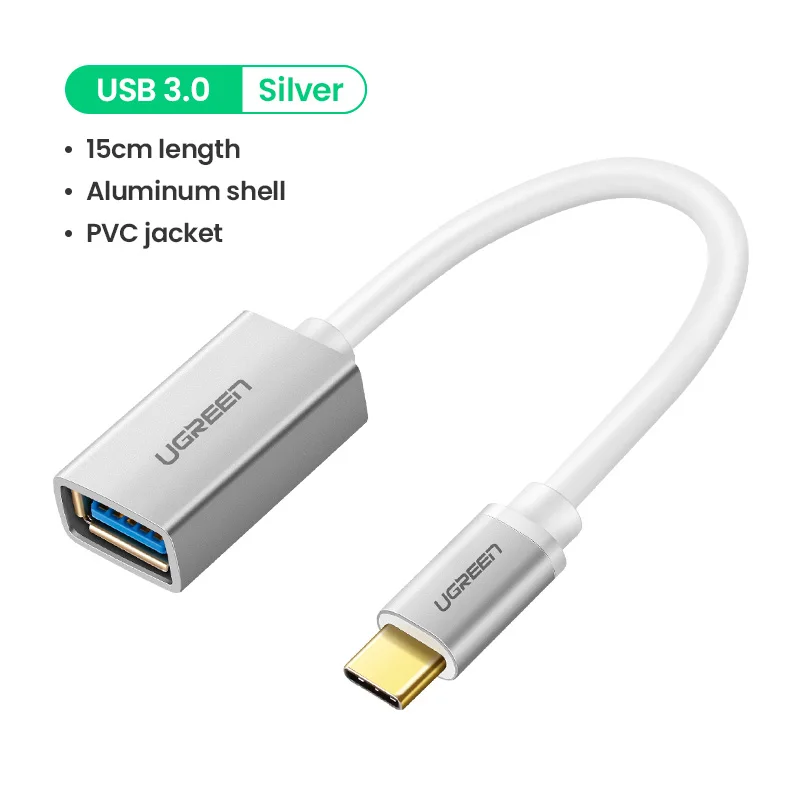 USB 3.0 Metal Silver Ugreen USB C к USB адаптер Тип C OTG USB кабель C штекер USB 3,0 A женский кабель адаптер для MacBook Pro samsung S9 USB-C OTG - Цвет: USB 3.0 Metal Silver