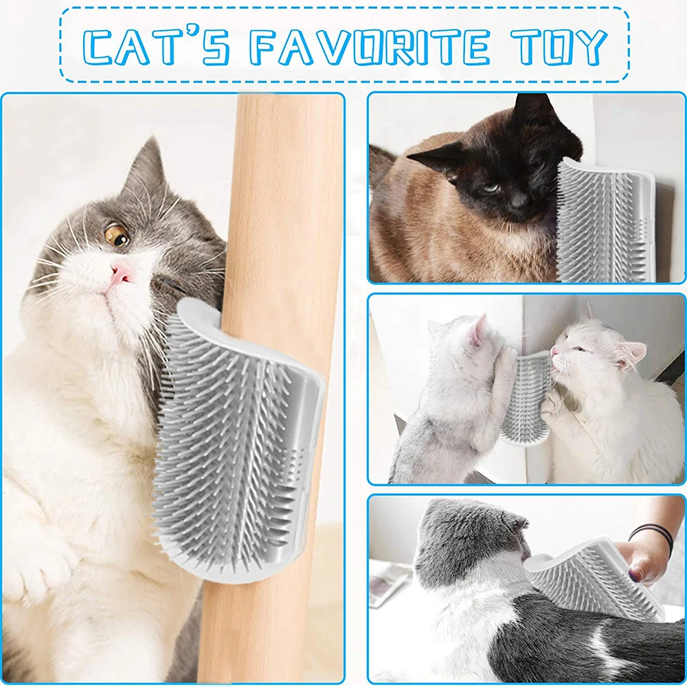 Cepillo de peluquería automático para gatos, cepillo de masaje de esquina para eliminar el vello de la cara del perro y gato, con peine de cosquillas