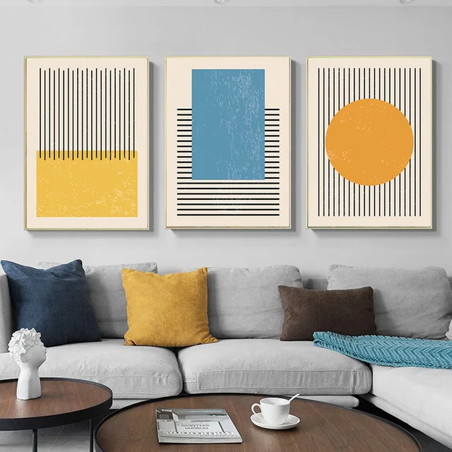 Geometric Shapes Black Line Canvas