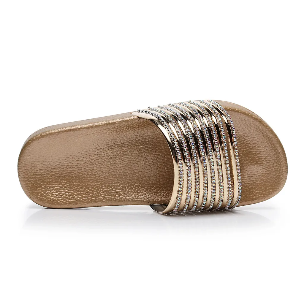 SAGACE Стразы Для женщин s; Вьетнамки; обувь на плоской подошве; Летние Для женщин С кристалалми и стразами шикарные пляжные шлепанцы без задника с открытыми пальцами сандалии повседневная обувь слипоны Тапочки