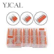 YJCAL 221- 412, 413, 415 28 unids/caja de alambre trasero conector de junta Clip conector rápido aislamiento bloque Terminal AWG 28-12