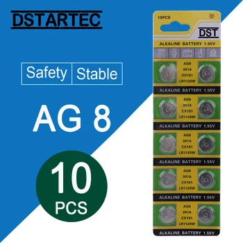 

10pcs/card 30mAh 1.55V AG8 LR1120 391 SR1120 R1120W CX191 Button Batteries For Watch Toys Remote etc; Cell Coin Battery