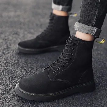 

New style work clothes boots men's Pigskin Martin boots British leisure desert boots short boots leather men's Boots