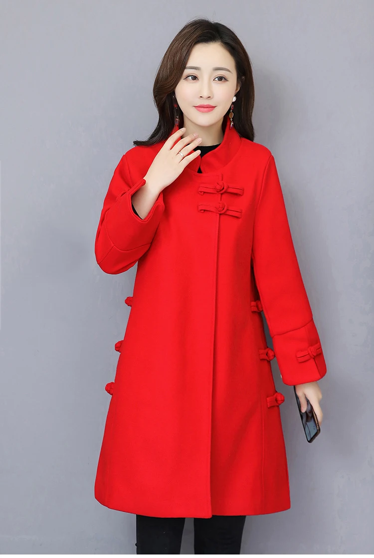 Свободное шерстяное пальто для женщин карамельный красный M-3XL размера плюс Топы осень зима корейский длинный рукав Модный жакет JD613