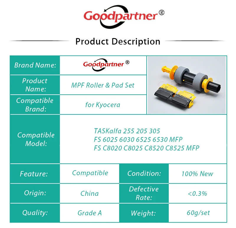 10X 302K394621 302K394620 MPF набор роликовых подушек для Kyocera FS 6025 6030 6525 C8020 C8025 C8520 C8525 MFP TASKalfa 255