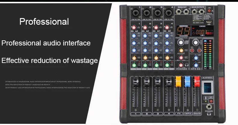 LEORY 4-канальный DJ Караоке микшер bluetooth 99 DSP живой смешивания USB консоль USB, Профессиональный усилитель мощности