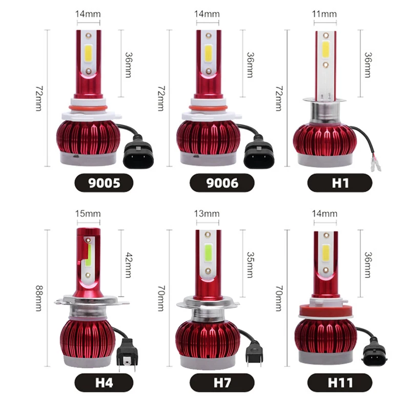 1 шт. H7 светодиодный мини-лампочки H1 H4 H11 HB3 HB4 9005 9006 светодиодный фар автомобиля фары 3000K 6000 К 8000 супер яркий светодиодный авто фары лампы
