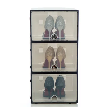 

3pc AJ shoe box large Capacity Transparent storage shoe boxes thickened dustproof shoes organizer box Stackable combination