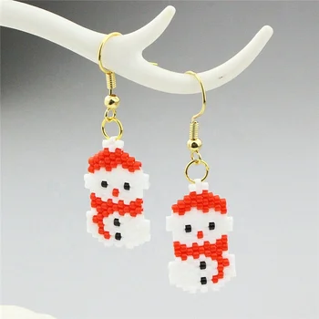 

10pair/lot New design stud earring,fashion miyuki seed snowman charm component,handmade diy miyuki seed earring wholesale