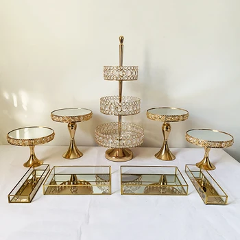 

Pastry Candy Cookie Display Pedestal for Wedding Event Birthday Party, Round Plated Platter Holder, Gold