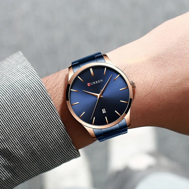 Curren Мужские часы Роскошные брендовые деловые мужские наручные часы спортивные синие минималистичные часы мужские наручные часы Relogio Masculino