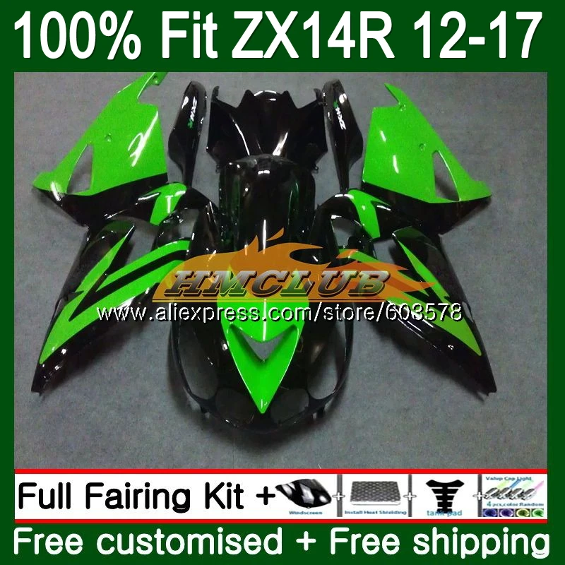 Инъекции для KAWASAKI ZX-14R 2012 2013 115CL. 146 светильник зеленый ZX 14R ZZR1400 ZX14R для детей возрастом 12, 13, 14, 15, 16, 17, обтекатель