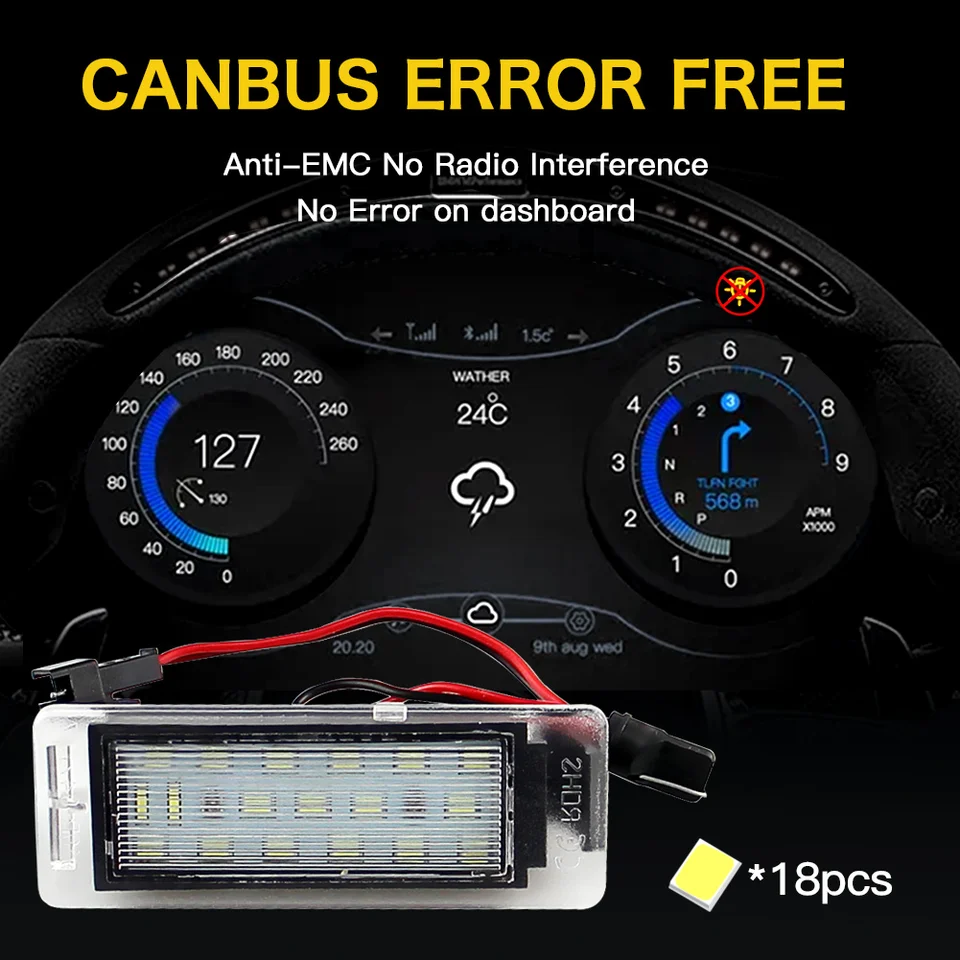 2 Luci LED Targa Canbus Per Opel Astra J Sports Tourer & Zafira C | 18LED | Bianco Xenon