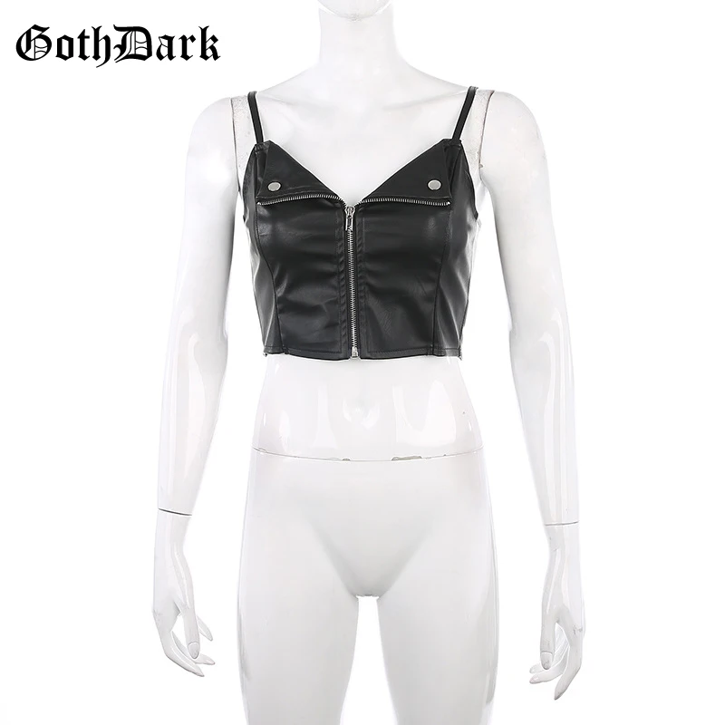 Готический темно-черный топ на молнии в стиле панк, гранж, готический стиль, женские топы в стиле Харадзюку, винтажный укороченный топ с открытой спиной, зима весна, гранж, шикарный сексуальный топ