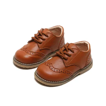 

SKHEK Spring Children's Shoes Kids Leather Shoes For Little Girl Princess Shoes Boy Casual Lace Up Flats Baby Toddler Shoes