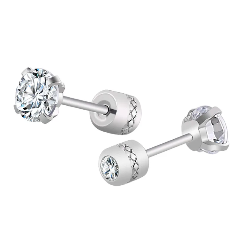 

Crystal Zircon Ear Stud Fashion Simple Creative Four Claw Drill Stainless Steel Fine Needle Earrings for Women Bling Korean