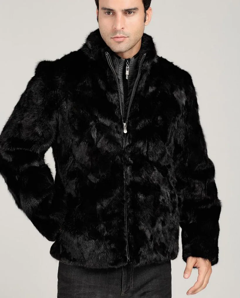 Europe And America New Style MEN'S Wear Artificial Marten Slim Fit Jacket Winter Fashion Warm Artificial Fur Coat