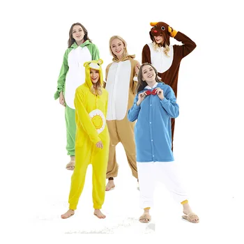 

Cartoon One-piece Polar Fleece Pajamas Christmas Deer Bradypod Sun Bear Frog Donald Duck