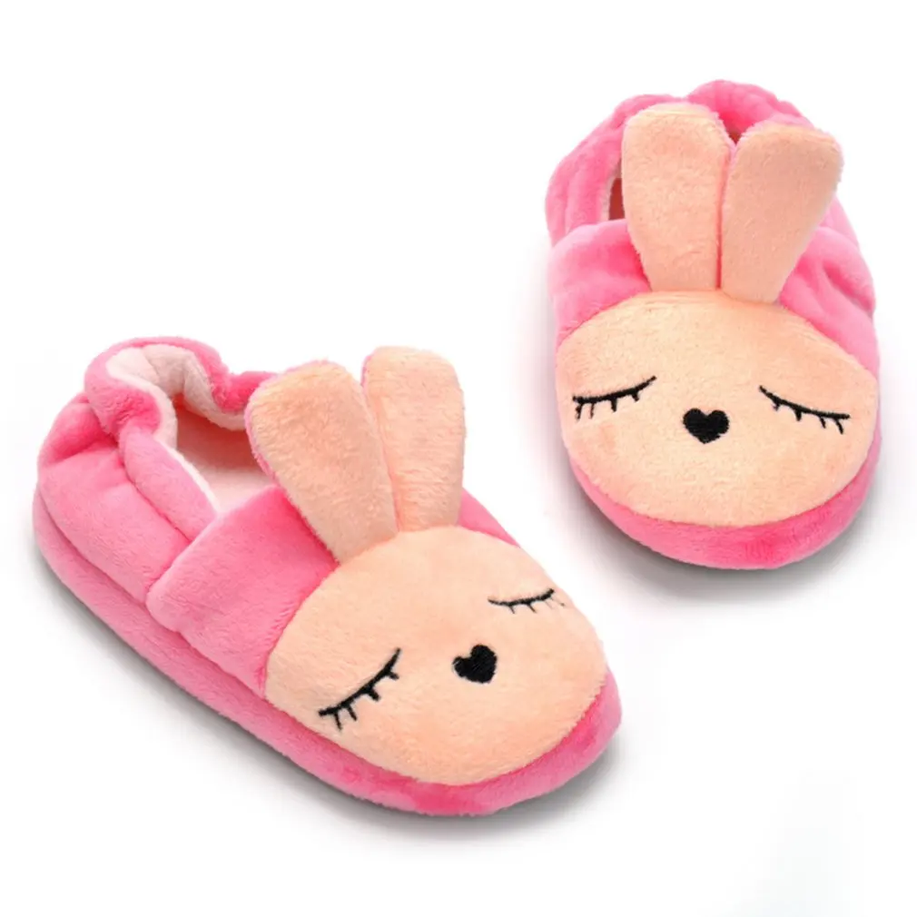 Winter Children's Cotton Slippers Cartoon Pink Bunny Floor Shoes Baby Indoor | Мать и ребенок