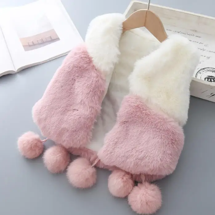 pink Детский зимний жилет, пальто куртка из искусственного меха для маленьких девочек, новинка года, теплая Осенняя верхняя одежда, детский кашемировый жилет одежда для детей возрастом от 3 до 4 лет - Цвет: pink